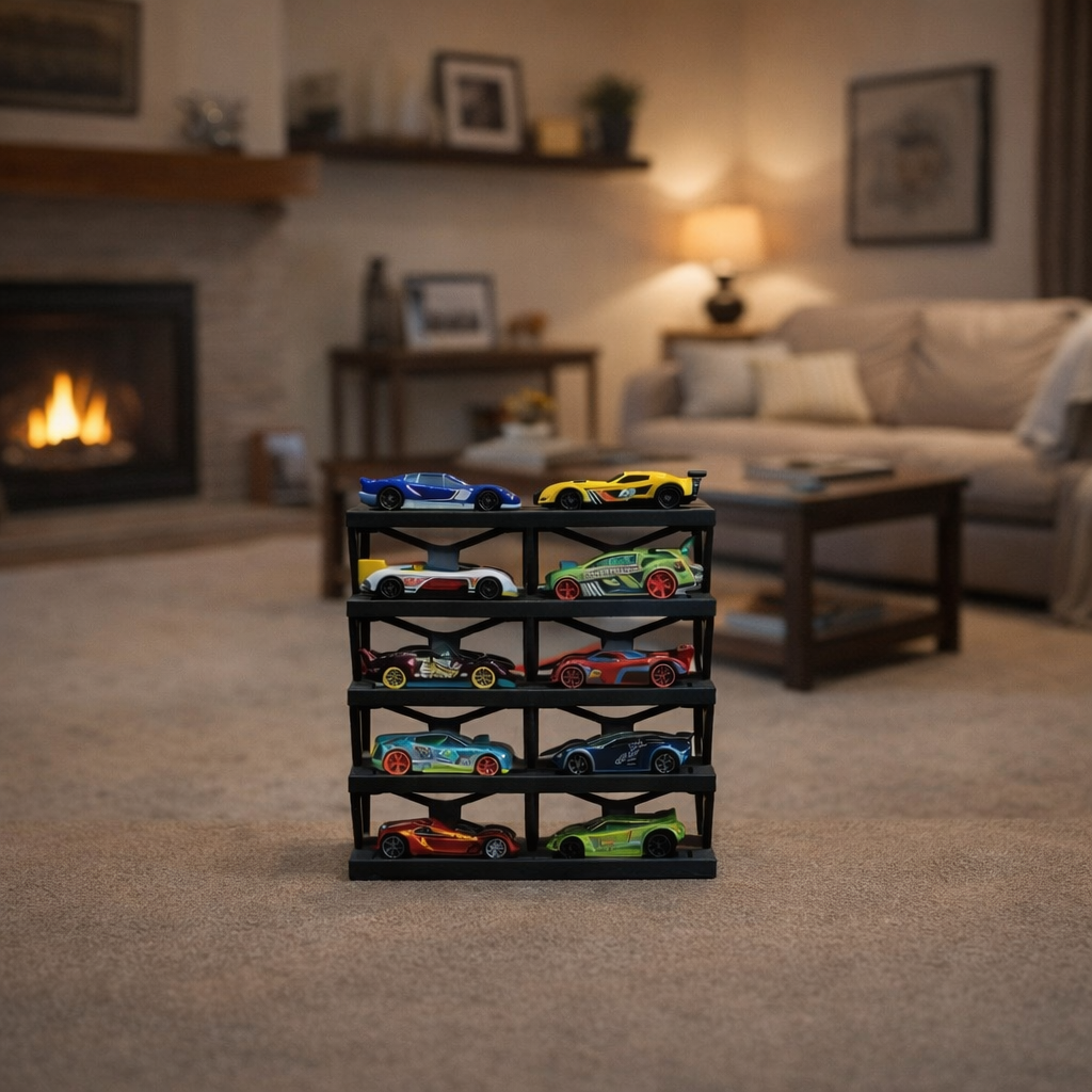 Faber Lux 10 Car - Multi-Tier Toy Car Display Rack (Hot Wheels compatible) - Black view 3